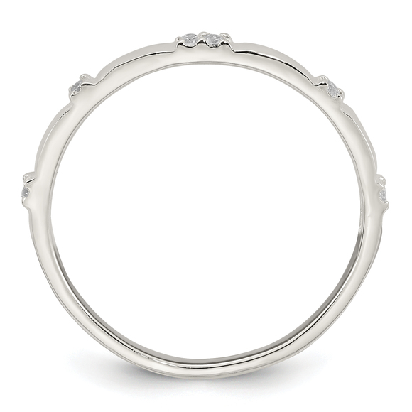 Sterling Silver Polished CZ 1 5mm Band Size 8 Ring - Picture 2 of 4